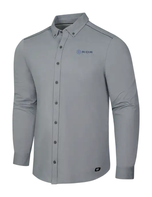 OGIO Medium Grey Heather Modern Code Stretch Button-Up Shirt w/ROR Logo