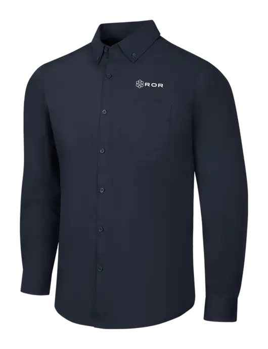 Navy Long Sleeve Carefree Poplin Shirt w/ROR Logo