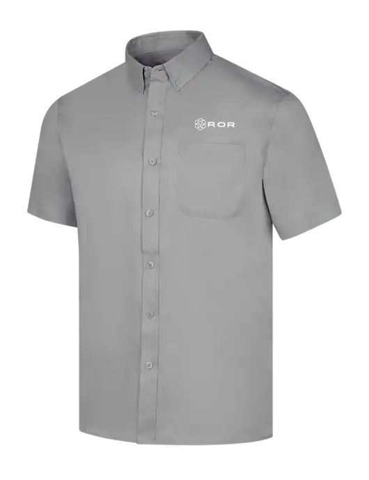 Short Sleeve Light Grey Superpro React Twill Shirt w/ROR Logo