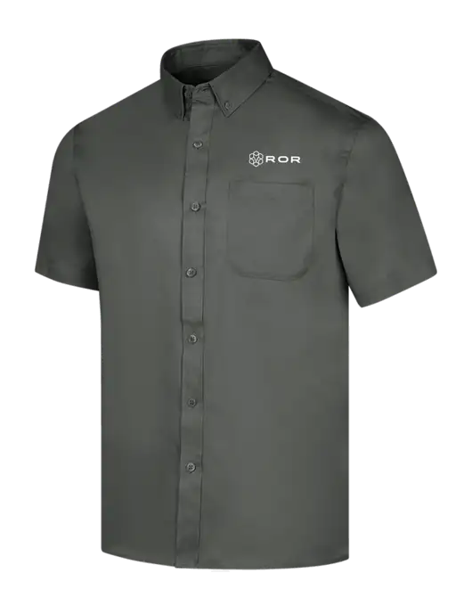 Short Sleeve Dark Grey Superpro React Twill Shirt w/ROR Logo