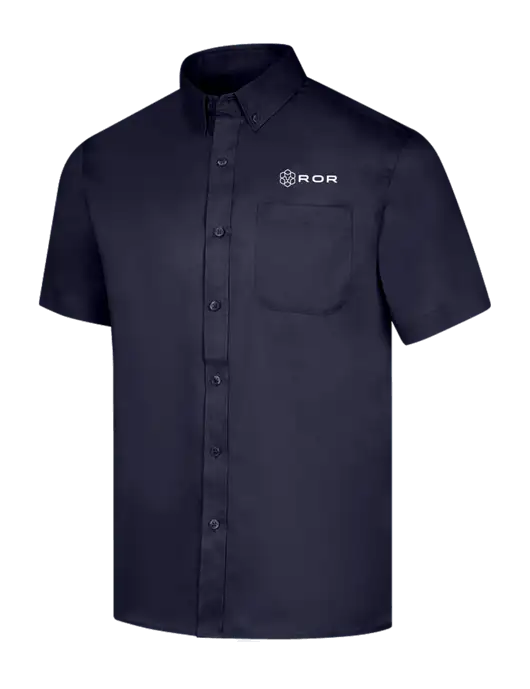 Short Sleeve Navy Superpro React Twill Shirt w/ROR Logo