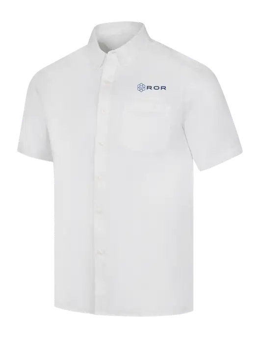 Short Sleeve White Superpro React Twill Shirt w/ROR Logo