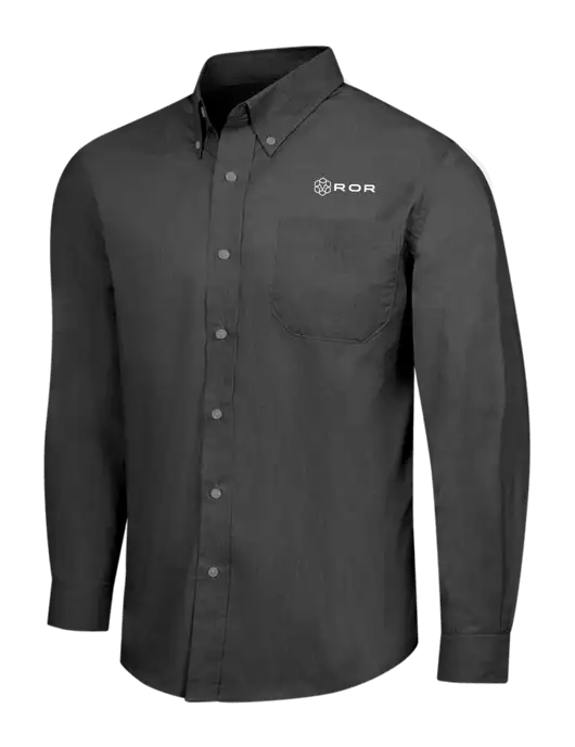 Soft Black Crosshatch Easy Care Shirt w/ROR Logo