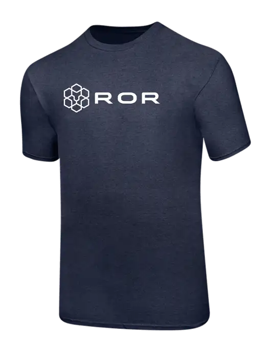 Ring Spun Heather Navy 4.5 oz T-Shirt w/ROR Logo