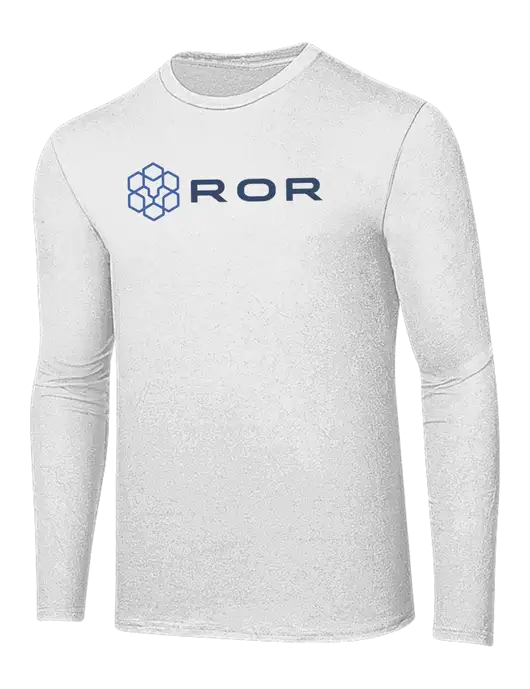 Ring Spun White 4.5 oz Long Sleeve T-Shirt w/ROR Logo