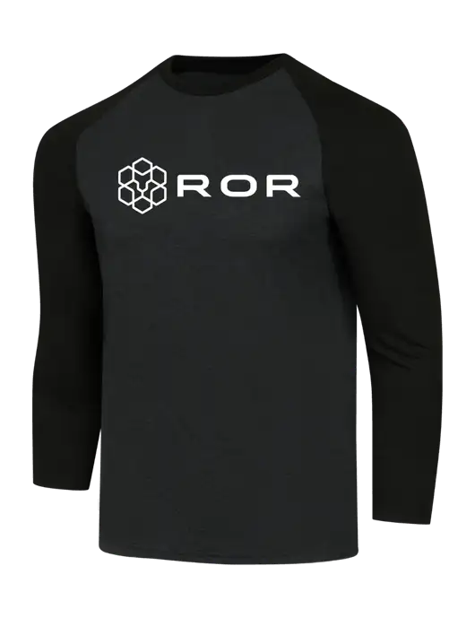 Simply Soft 3/4 Sleeve Black/Black Frost Ring Spun Cotton T-Shirt w/ROR Logo