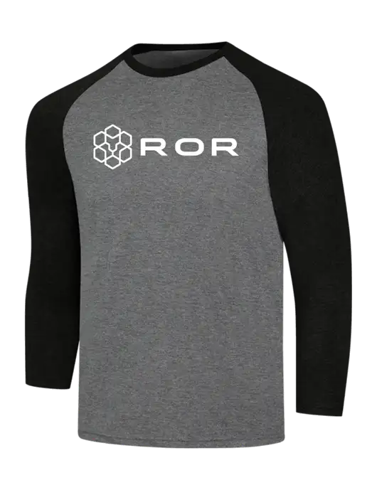 Simply Soft 3/4 Sleeve Black Frost/Grey Frost Ring Spun Cotton T-Shirt w/ROR Logo