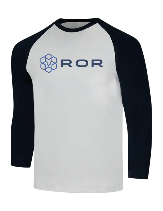 Simply Soft 3/4 Sleeve Black/White Ring Spun Cotton T-Shirt w/ROR Logo
