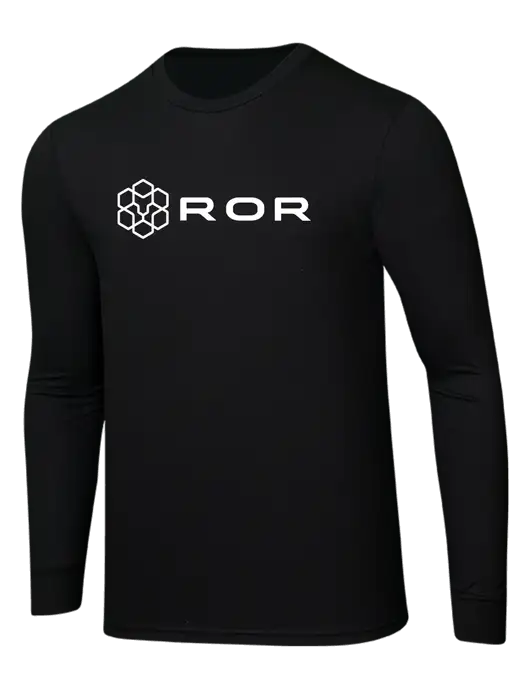 Simply Soft Long Sleeve Black 4.5 oz, Poly/Combed Ring Spun Cotton T-Shirt w/ROR Logo