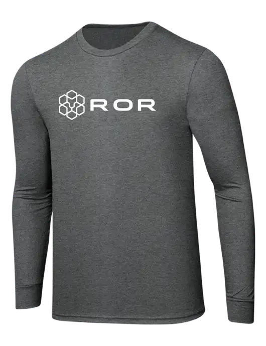 Simply Soft Long Sleeve Medium Grey Frost 4.5 oz, Poly/Combed Ring Spun Cotton T-Shirt w/ROR Logo
