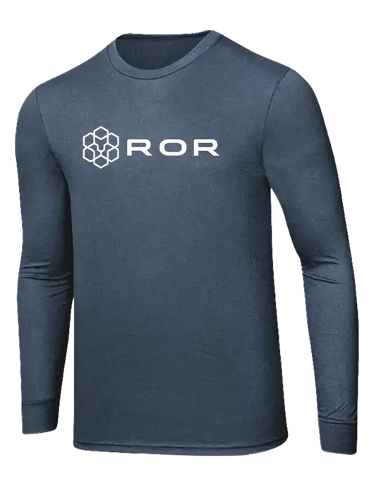 Simply Soft Long Sleeve Navy Frost 4.5 oz, Poly/Combed Ring Spun Cotton T-Shirt w/ROR Logo