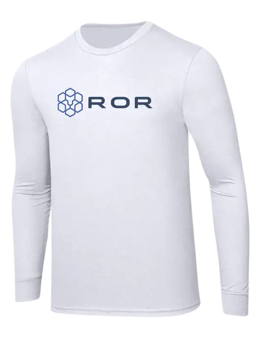 Simply Soft Long Sleeve White 4.5 oz, Poly/Combed Ring Spun Cotton T-Shirt w/ROR Logo