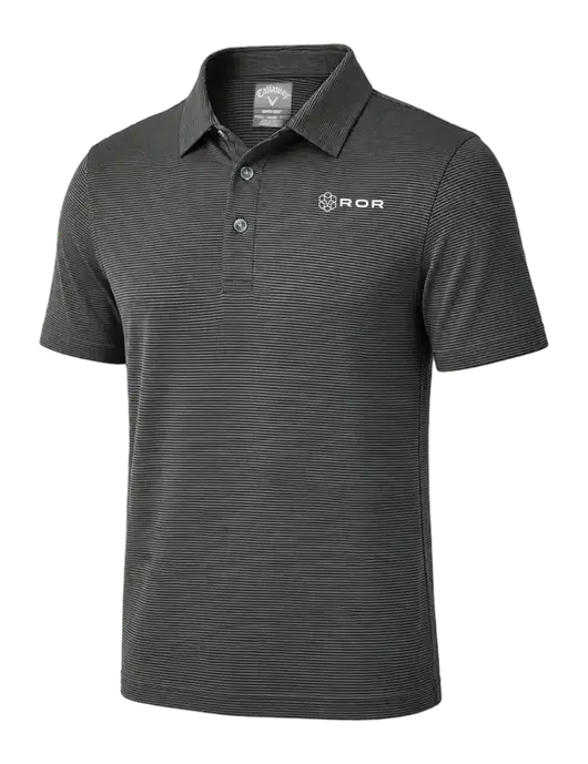 Callaway Black Fine Line Stripe Polo w/ROR Logo