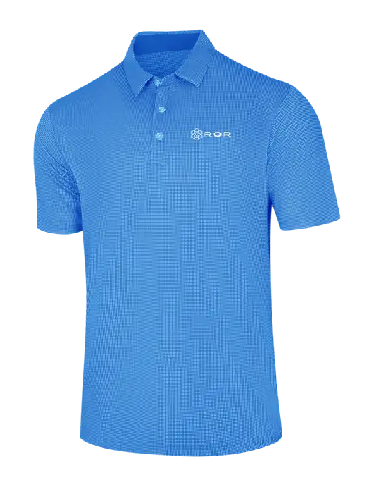 Callaway Carolina Blue Fashion Gingham Polo w/ROR Logo