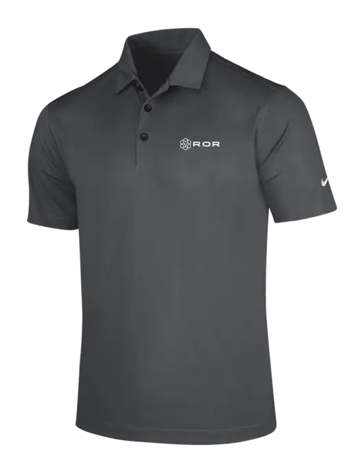 NIKE Dark Grey Dri-Fit Vertical Mesh Polo w/ROR Logo