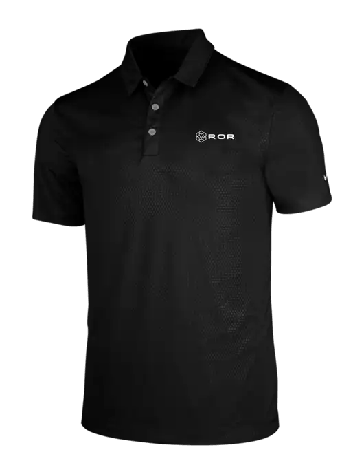 NIKE Black Dri-Fit Embossed Tri-Blade Polo w/ROR Logo