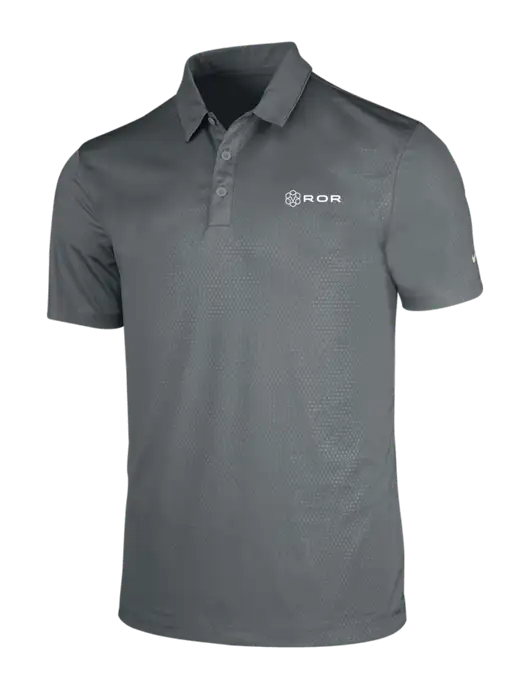 NIKE Medium Grey Dri-Fit Embossed Tri-Blade Polo w/ROR Logo