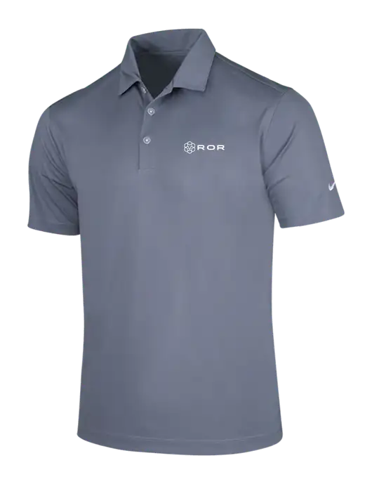 NIKE Medium Grey Dri-Fit Vertical Mesh Polo w/ROR Logo