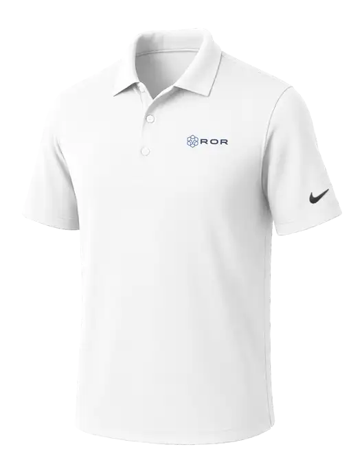 NIKE White Dri-Fit Micro Pique Polo w/ROR Logo