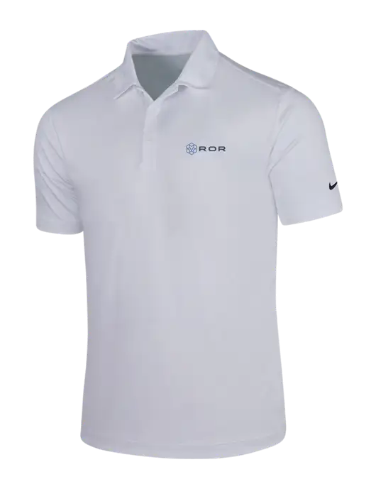 NIKE White Dri-Fit Vertical Mesh Polo w/ROR Logo