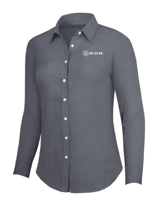 Dark Grey Womens SuperPro Oxford Shirt w/ROR Logo