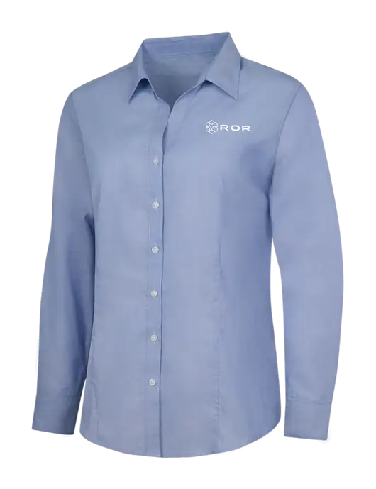 Light Slate Blue Womens Crosshatch Easy Care Shirt w/ROR Logo