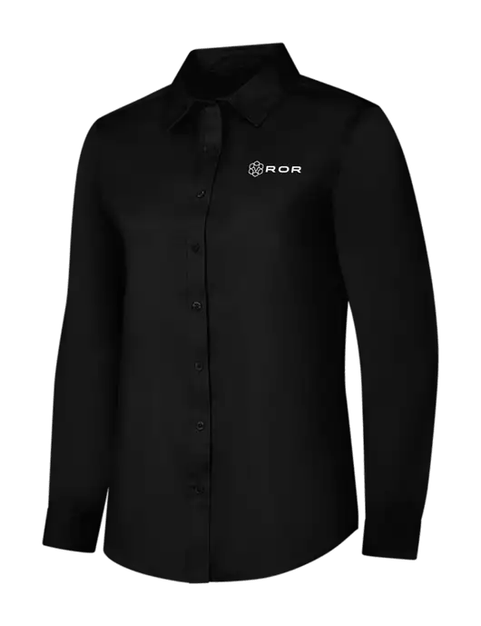 Womens Black Long Sleeve Superpro React Twill Shirt w/ROR Logo