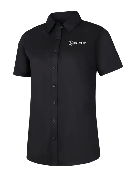 Womens Black Short Sleeve Superpro React Twill Shirt w/ROR Logo