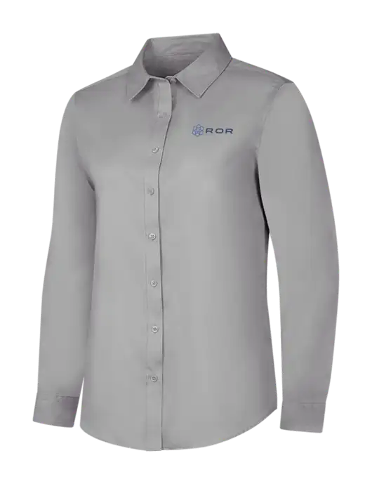 Light Grey Womens Long Sleeve Superpro React Twill Shirt w/ROR Logo