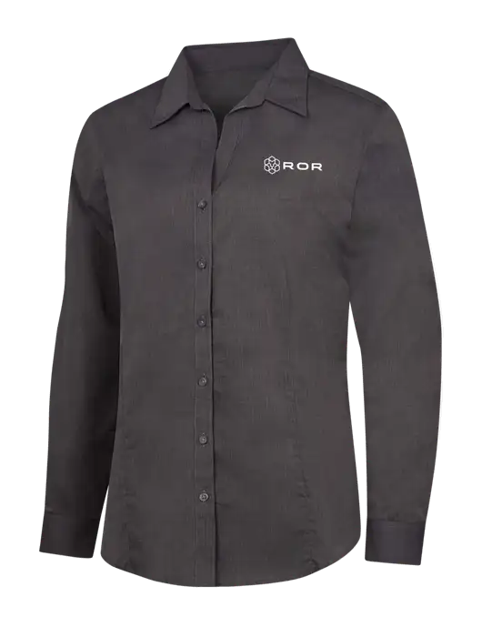 Womens Soft Black Crosshatch Easy Care Shirt w/ROR Logo