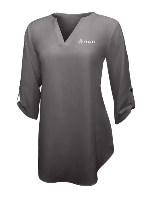 Dark Grey Womens 3/4 Sleeve Tunic Blouse w/ROR Logo