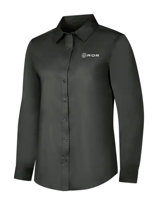 Dark Grey Womens Long Sleeve Superpro React Twill Shirt w/ROR Logo