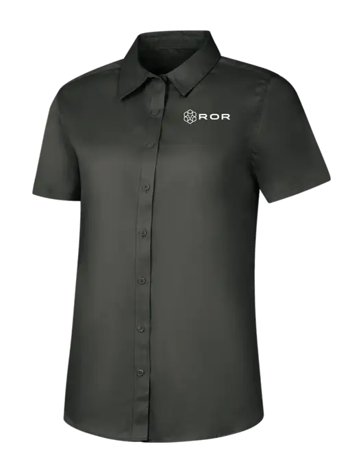 Womens Dark Grey Short Sleeve Superpro React Twill Shirt w/ROR Logo