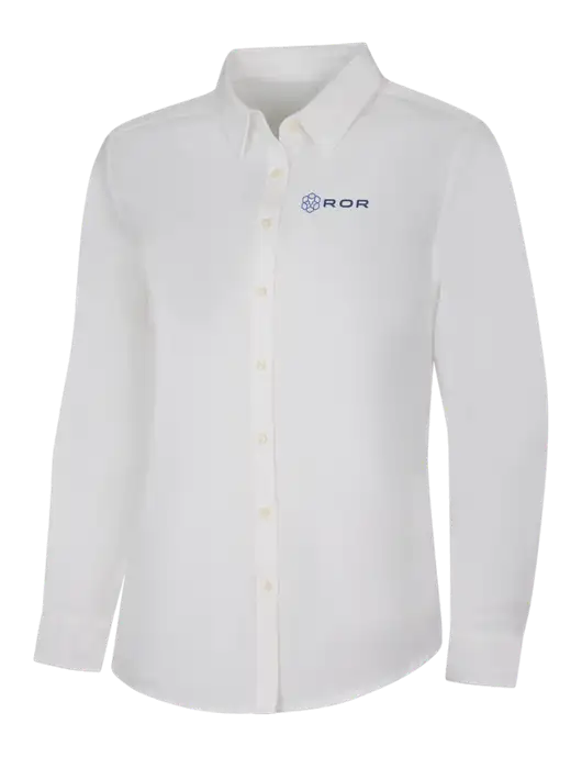 Womens White Long Sleeve Superpro React Twill Shirt w/ROR Logo