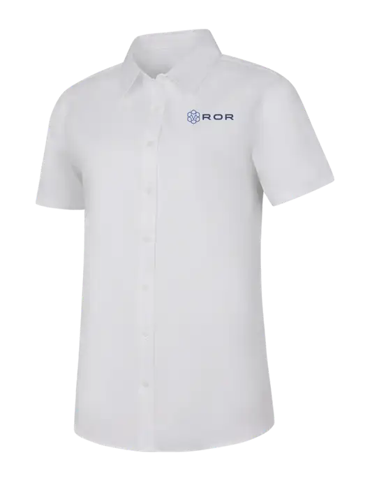 Womens White Short Sleeve Superpro React Twill Shirt w/ROR Logo