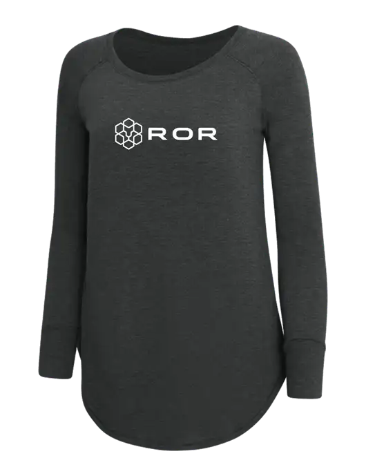 Womens Perfect Wide Collar Tunic Tri-Blend Black Frost 4.5 oz T-Shirt w/ROR Logo