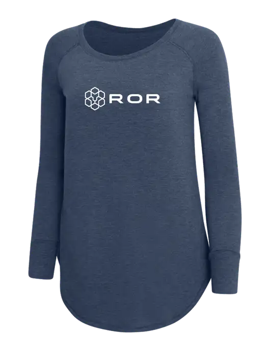 Womens Perfect Wide Collar Tunic Tri-Blend Navy Frost 4.5 oz T-Shirt w/ROR Logo