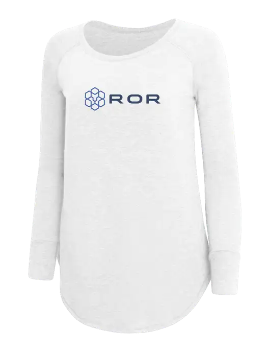 Womens Perfect Wide Collar Tunic Tri-Blend White 4.5 oz T-Shirt w/ROR Logo