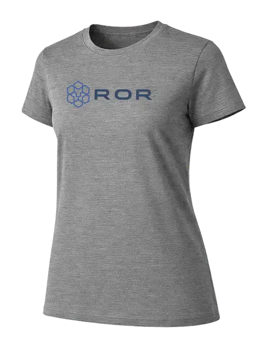 Womens Ring Spun Light Grey Heather 4.5 oz T-Shirt w/ROR Logo