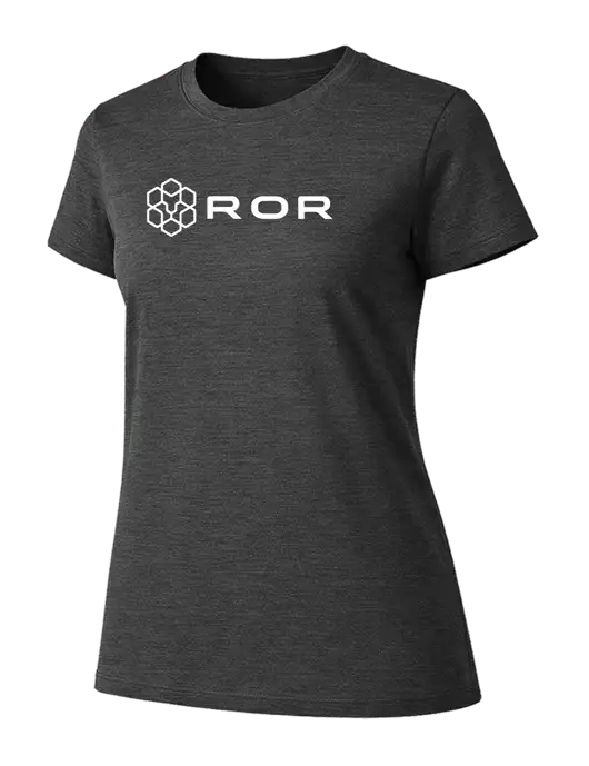 Womens Ring Spun Dark Heather Grey 4.5 oz T-Shirt w/ROR Logo
