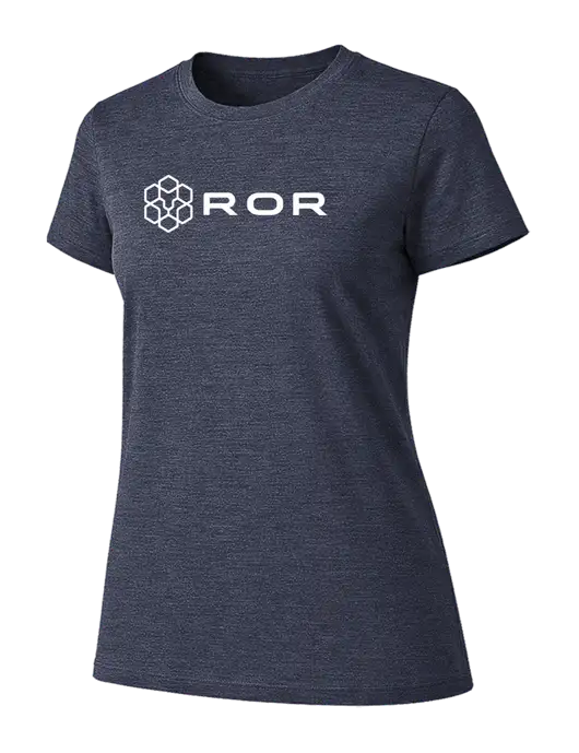 Womens Ring Spun Heather Navy 4.5 oz T-Shirt w/ROR Logo