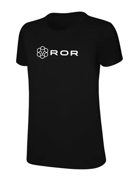 Womens Ring Spun Jet Black 4.5 oz T-Shirt w/ROR Logo