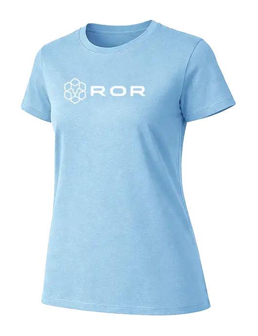 Womens Ring Spun Light Blue 4.5 oz T-Shirt w/ROR Logo