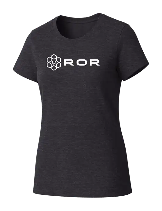 Womens Seriously Soft Heathered Charcoal T-Shirt w/ROR Logo