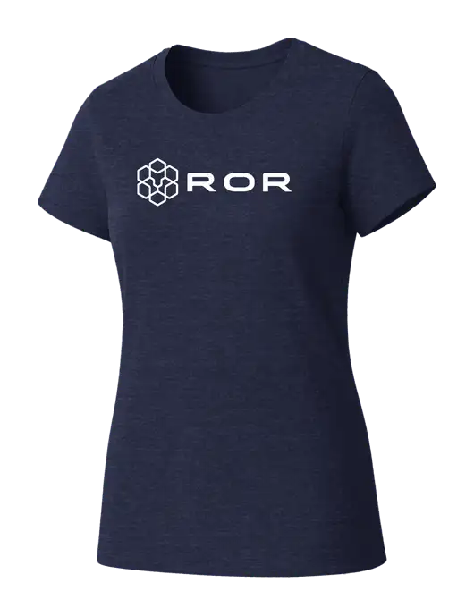 Womens Seriously Soft Heathered Navy T-Shirt w/ROR Logo