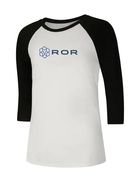 Womens Simply Soft 3/4 Sleeve Black/White Ring Spun Cotton T-Shirt w/ROR Logo