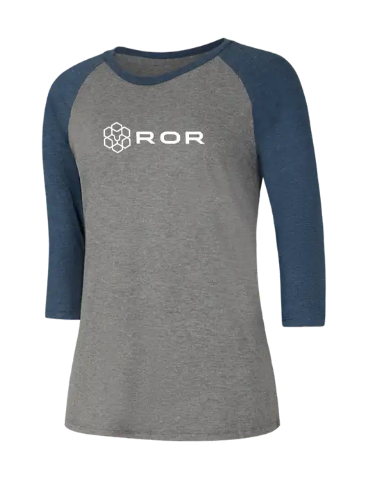 Womens Simply Soft 3/4 Sleeve Navy Frost/Grey Frost Ring Spun Cotton T-Shirt w/ROR Logo