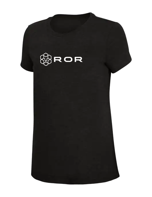 Womens Simply Soft Black 4.5oz Poly/Combed Ring Spun Cotton T-Shirt w/ROR Logo