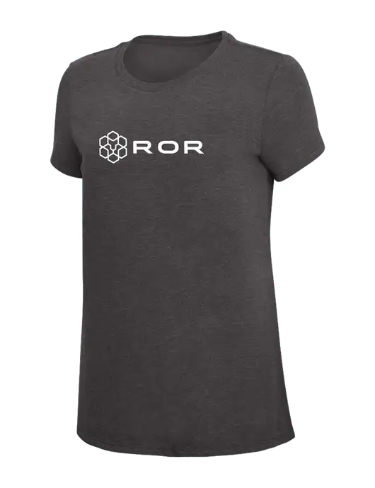 Womens Simply Soft Heather Charcoal 4.5oz  Poly/Combed Ring Spun Cotton T-Shirt w/ROR Logo