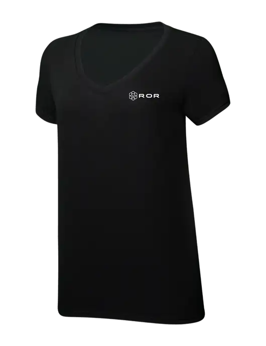 Womens Simply Soft V-Neck Black 4.5oz  Poly/Combed Ring Spun Cotton T-Shirt w/ROR Logo